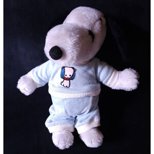 Vintage 1968 Snoopy 11” Plush Doll Peanuts United Feature Syndicate Blue PJs